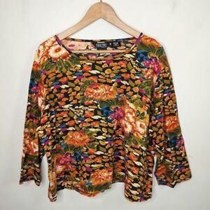 Take Two Top Floral Print Sequin Embellished Tee Art to Wear